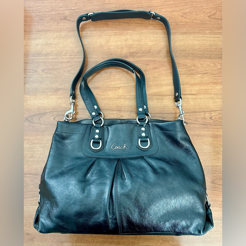 Coach Ashley Black Leather Handbag - optional crossbody